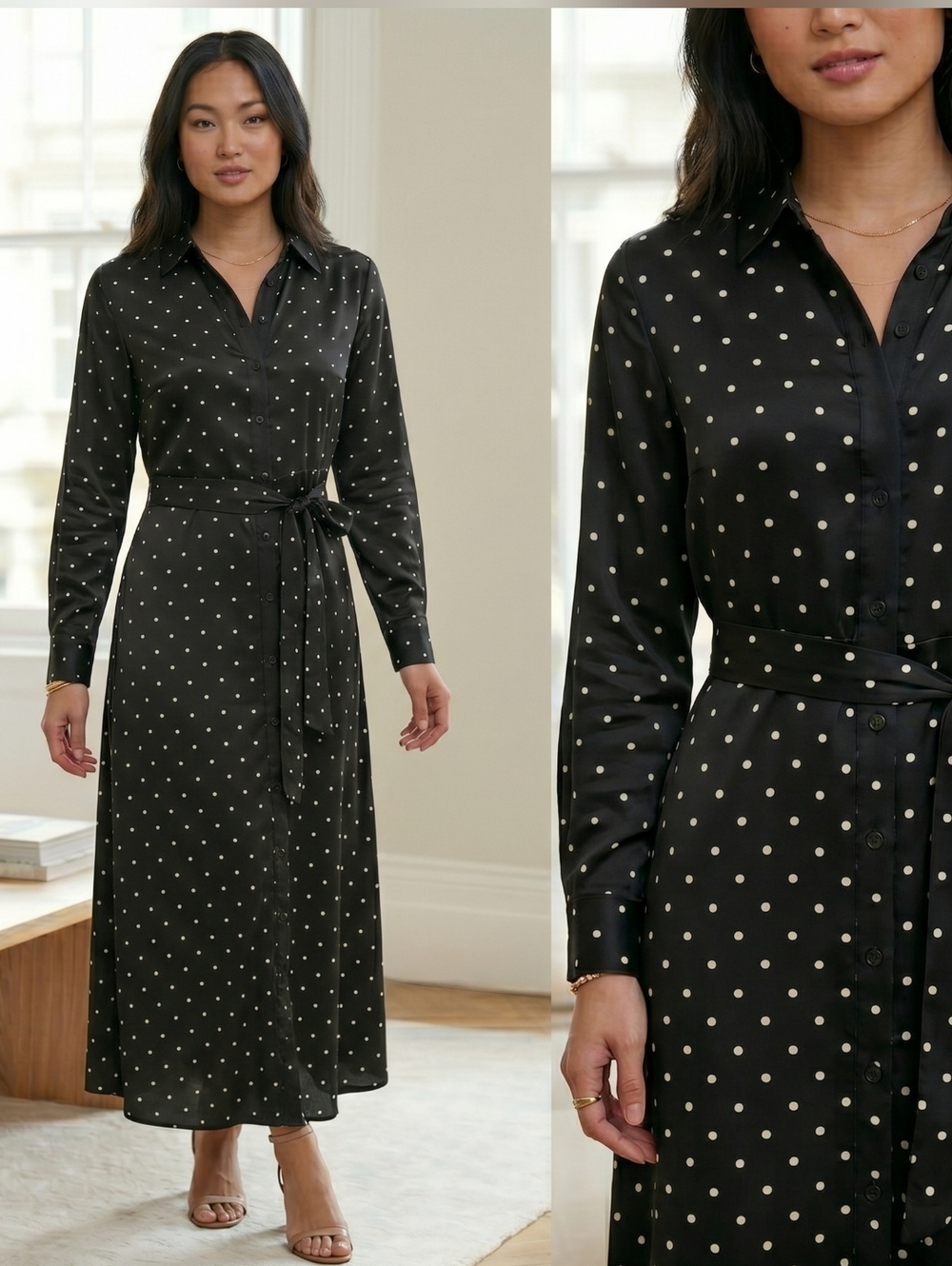 Elegant Black Polka Dot Dress
